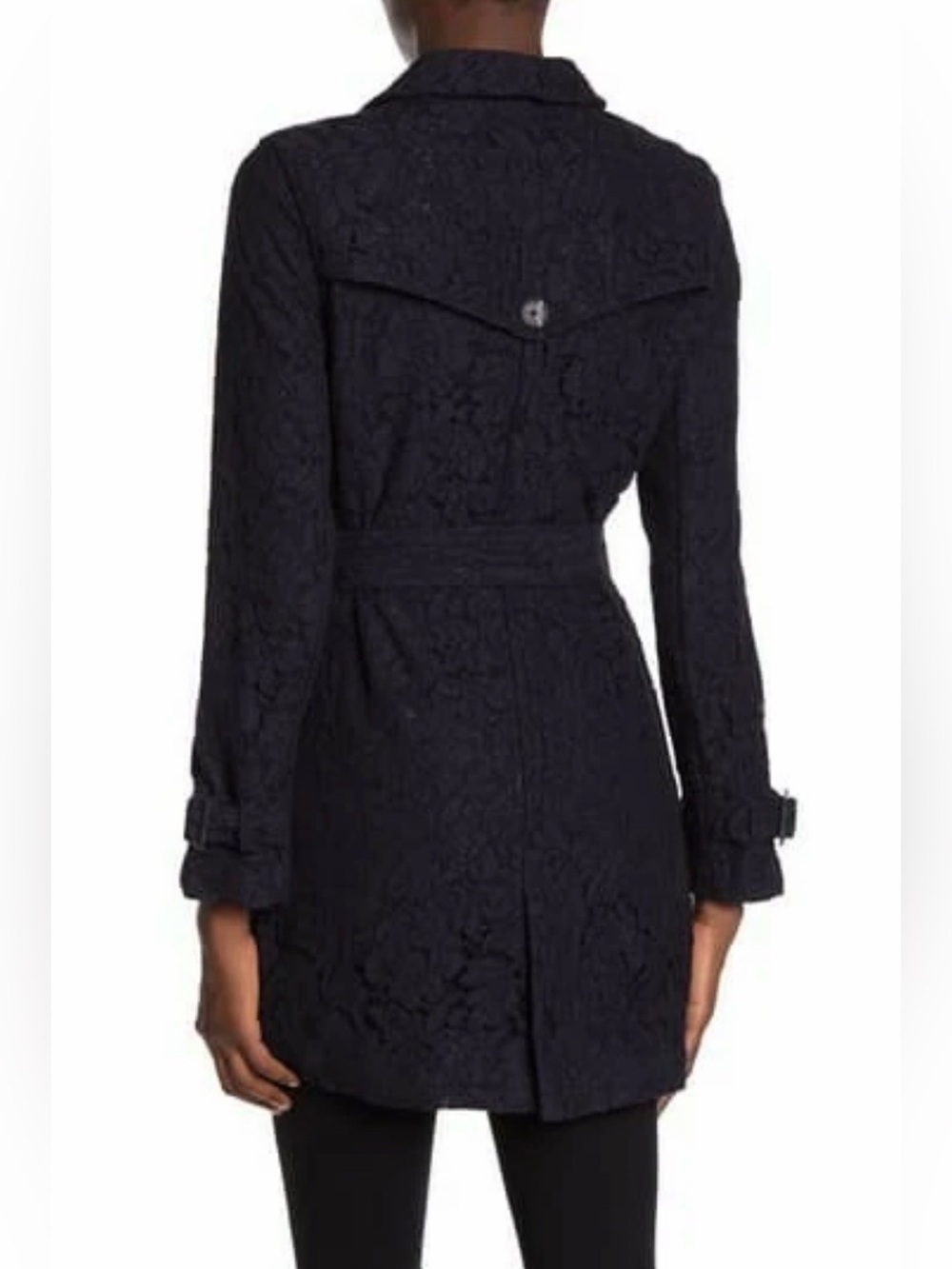 NWT Cupcakes and Cashmere Aldean Lace Trench Coat Dark Blue Women XS $178 - Picture 2 of 9
